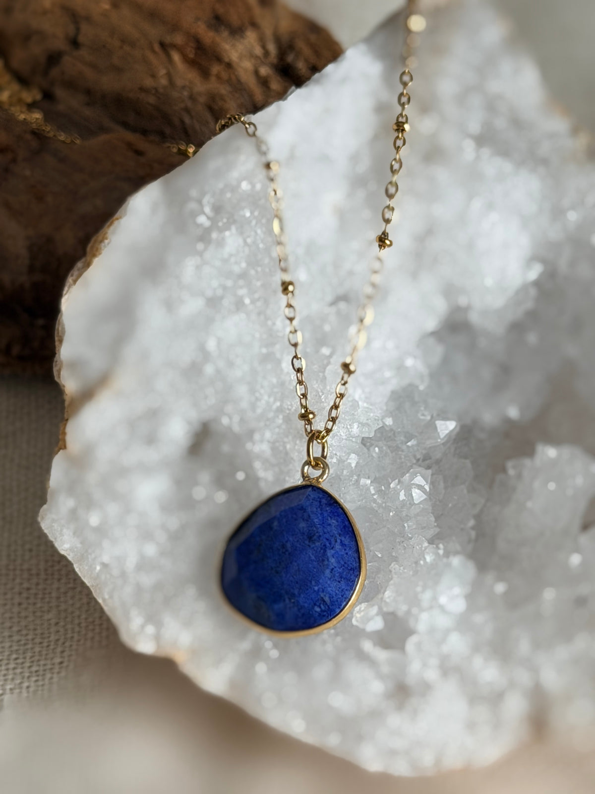 Roestvrijstalen ketting met lapis lazuli