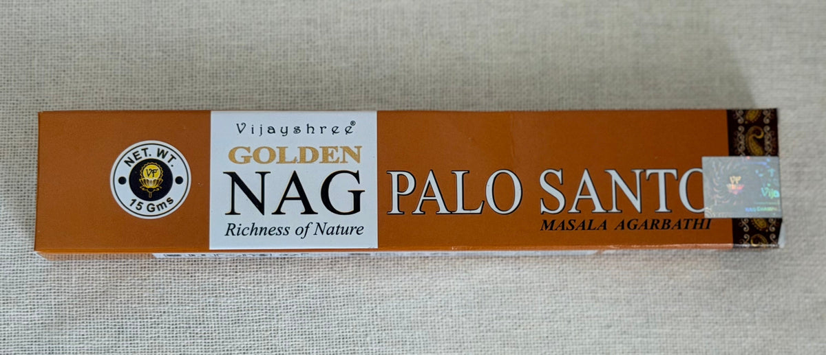 Palo Santo: Golden Nag Palo Santo wierookstokjes 15g – Vijayshree Masala Agarbathi
