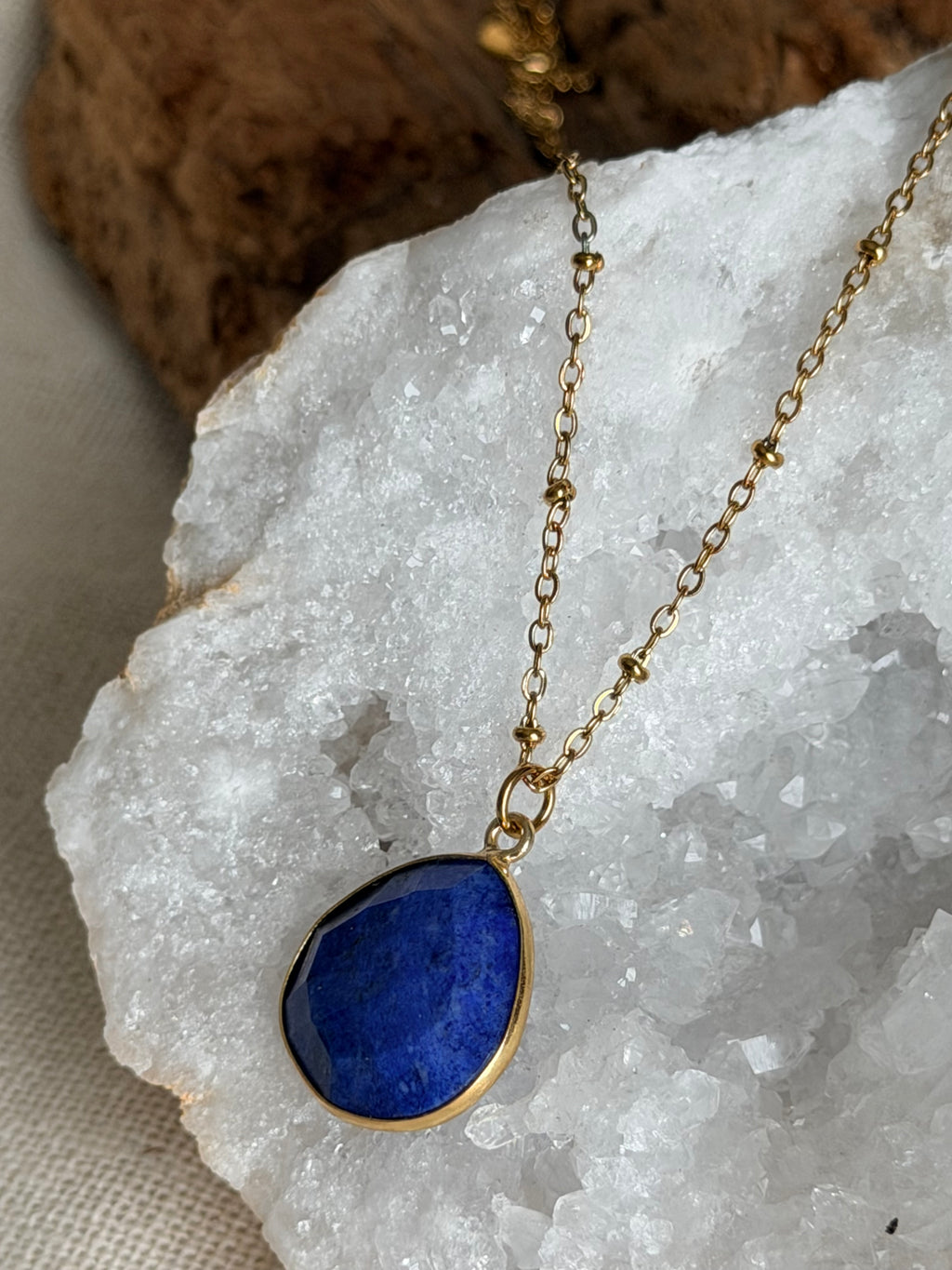 Roestvrijstalen ketting met lapis lazuli