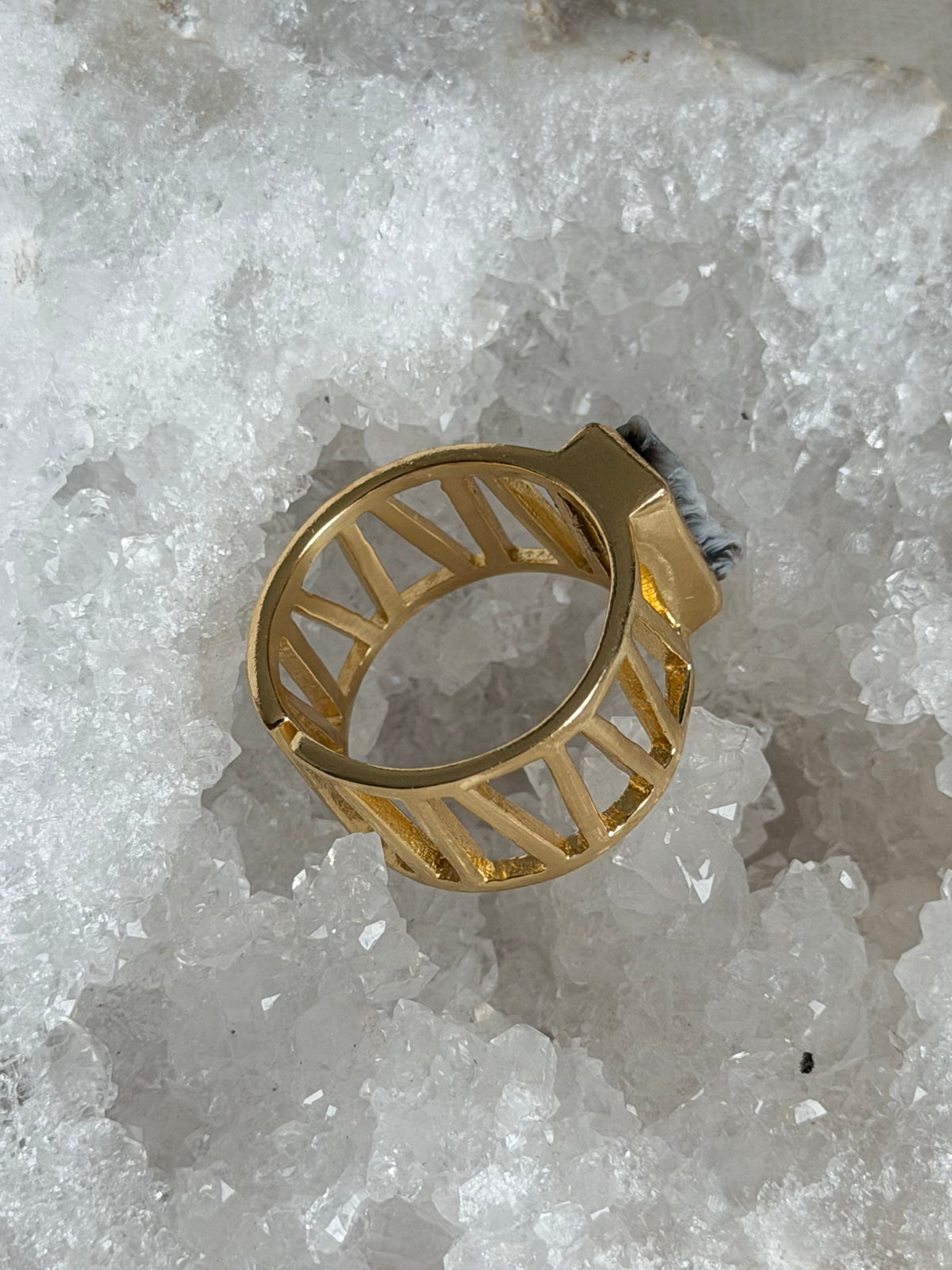 French Baguette-ring met Desert Drusy