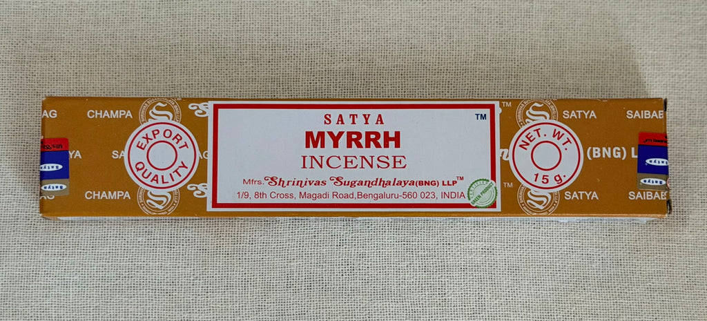 Satya wierookstokjes, productverpakking van 15 gram Myrrh