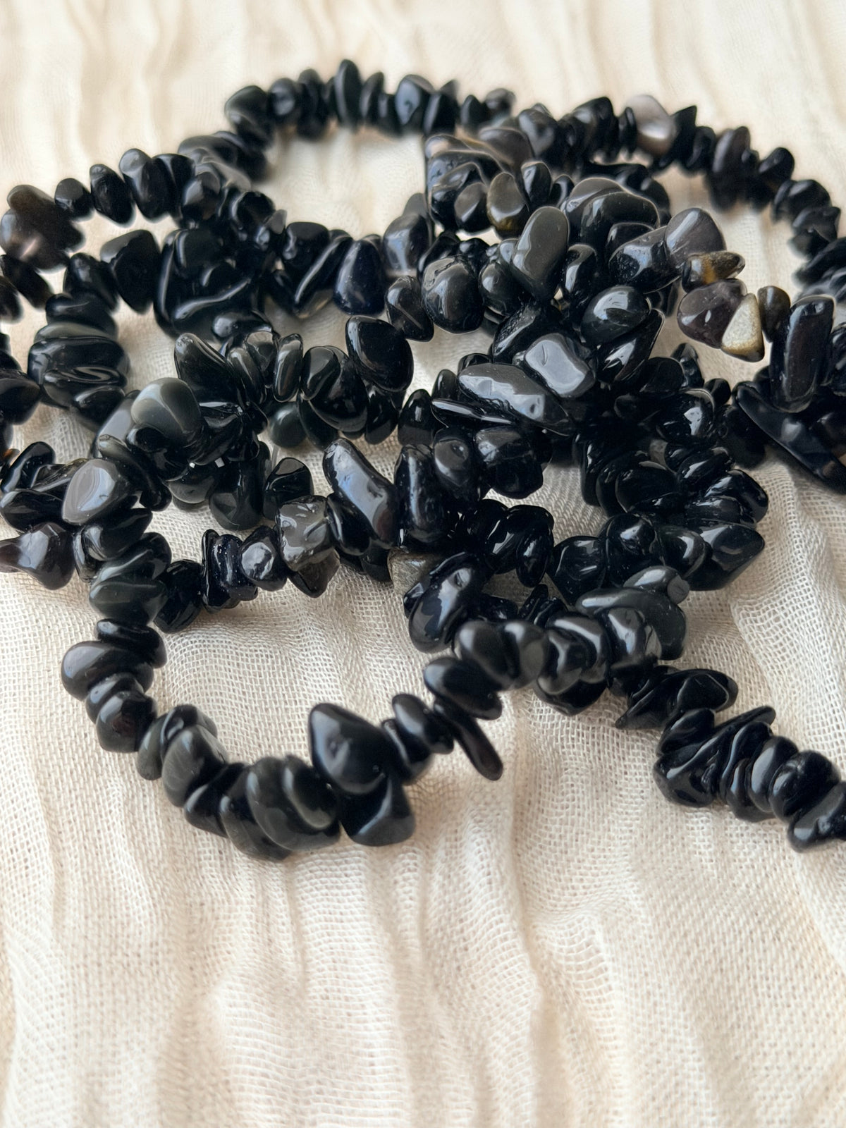 Zwarte obsidiaan splitarmband