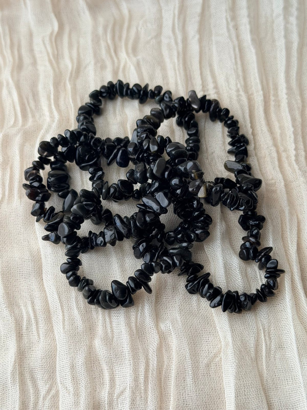Zwarte obsidiaan splitarmband