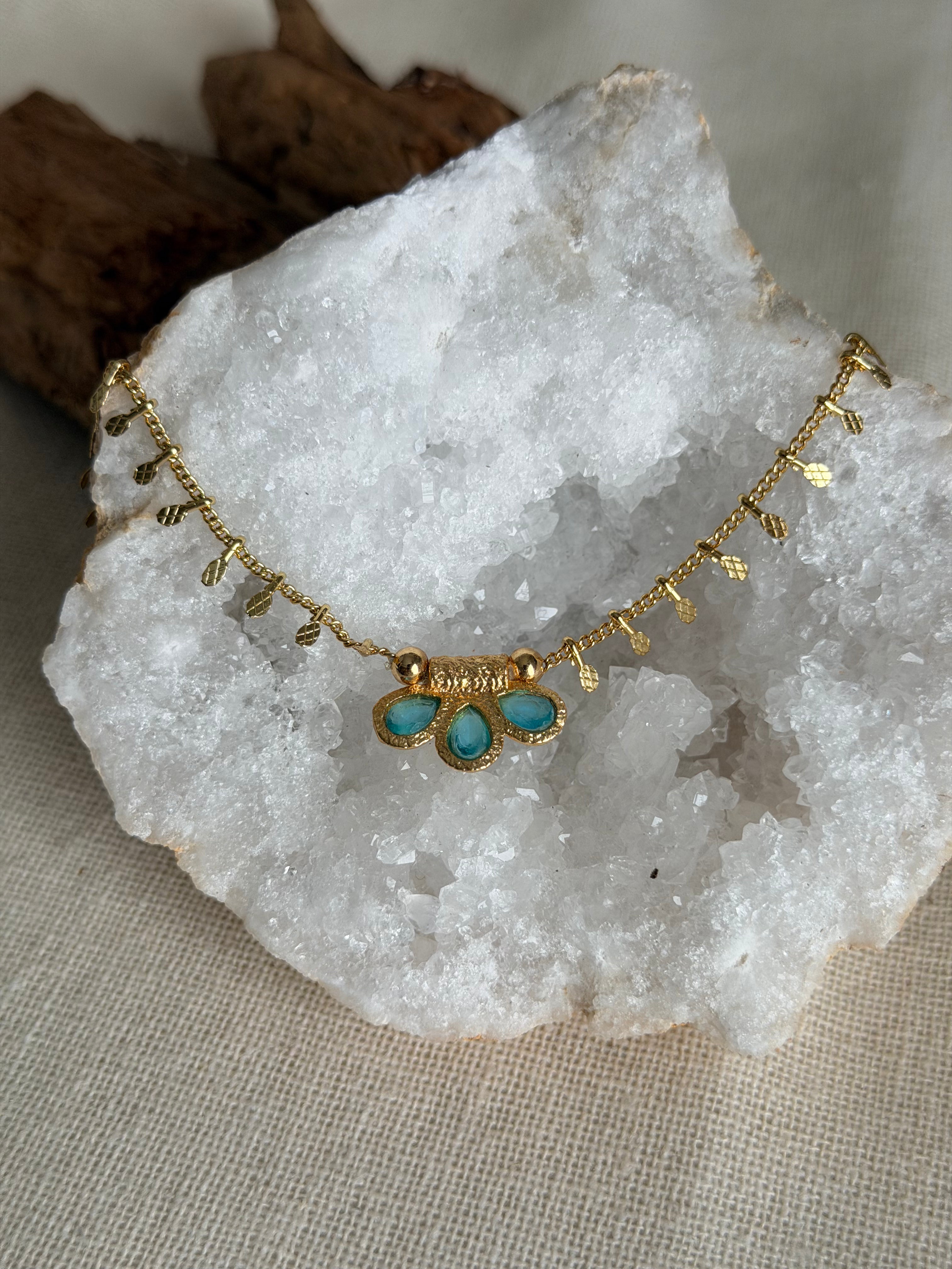 Dala-ketting met natuurlijke blauwe topaas