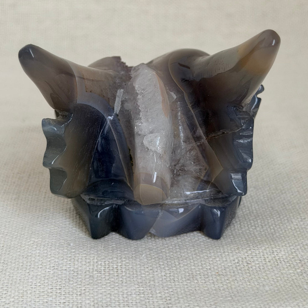 Agaat Drakenkop met Kristalgeode – Uniek exemplaar