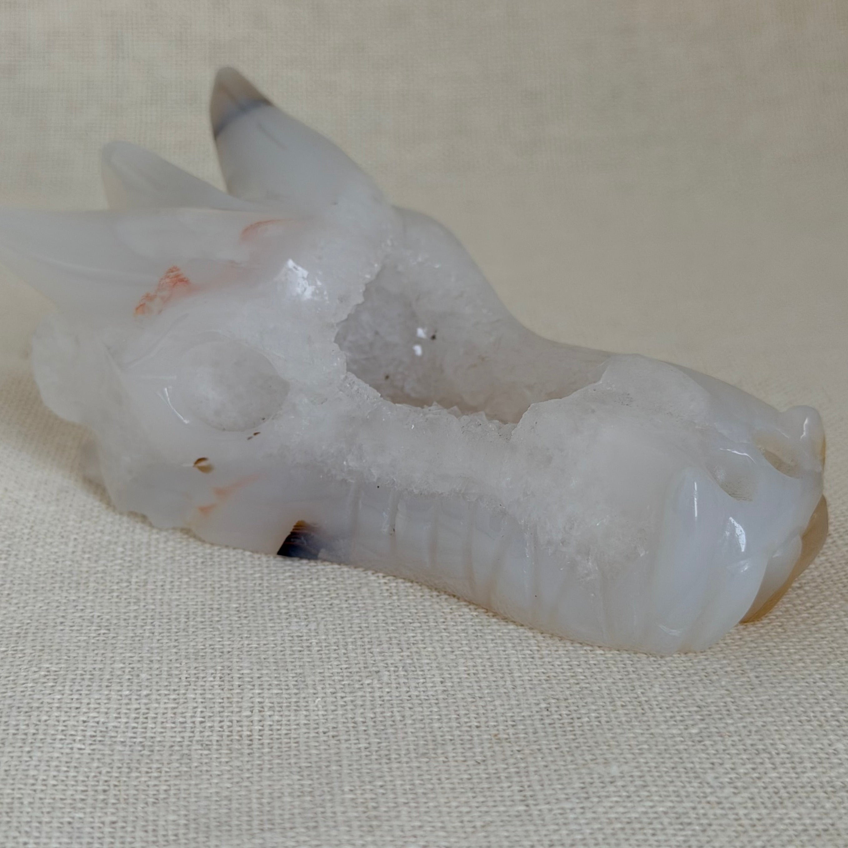 Witte Agaat Drakenkop met Bloemachtige Insluitsels – Uniek exemplaar