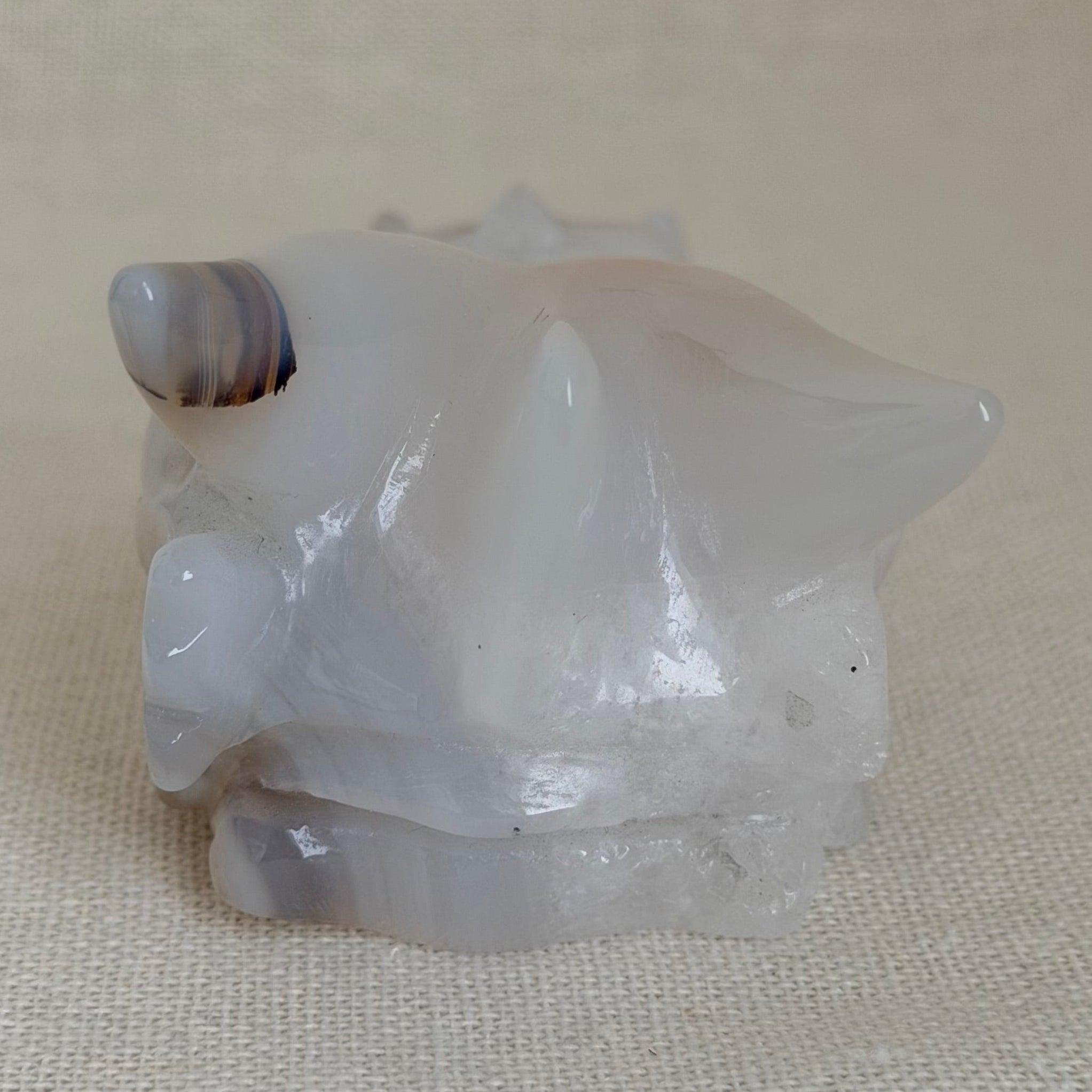 Witte Agaat Drakenkop met Bloemachtige Insluitsels – Uniek exemplaar