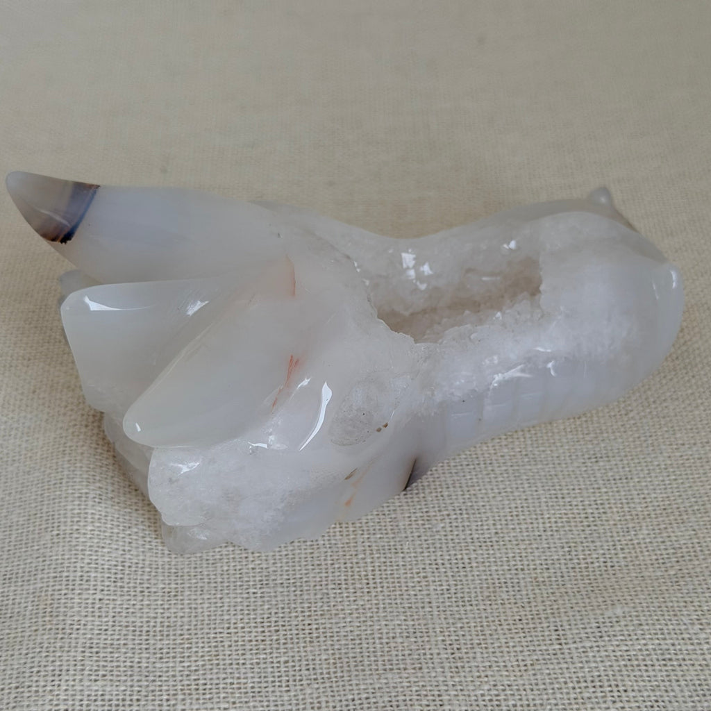 Witte Agaat Drakenkop met Bloemachtige Insluitsels – Uniek exemplaar