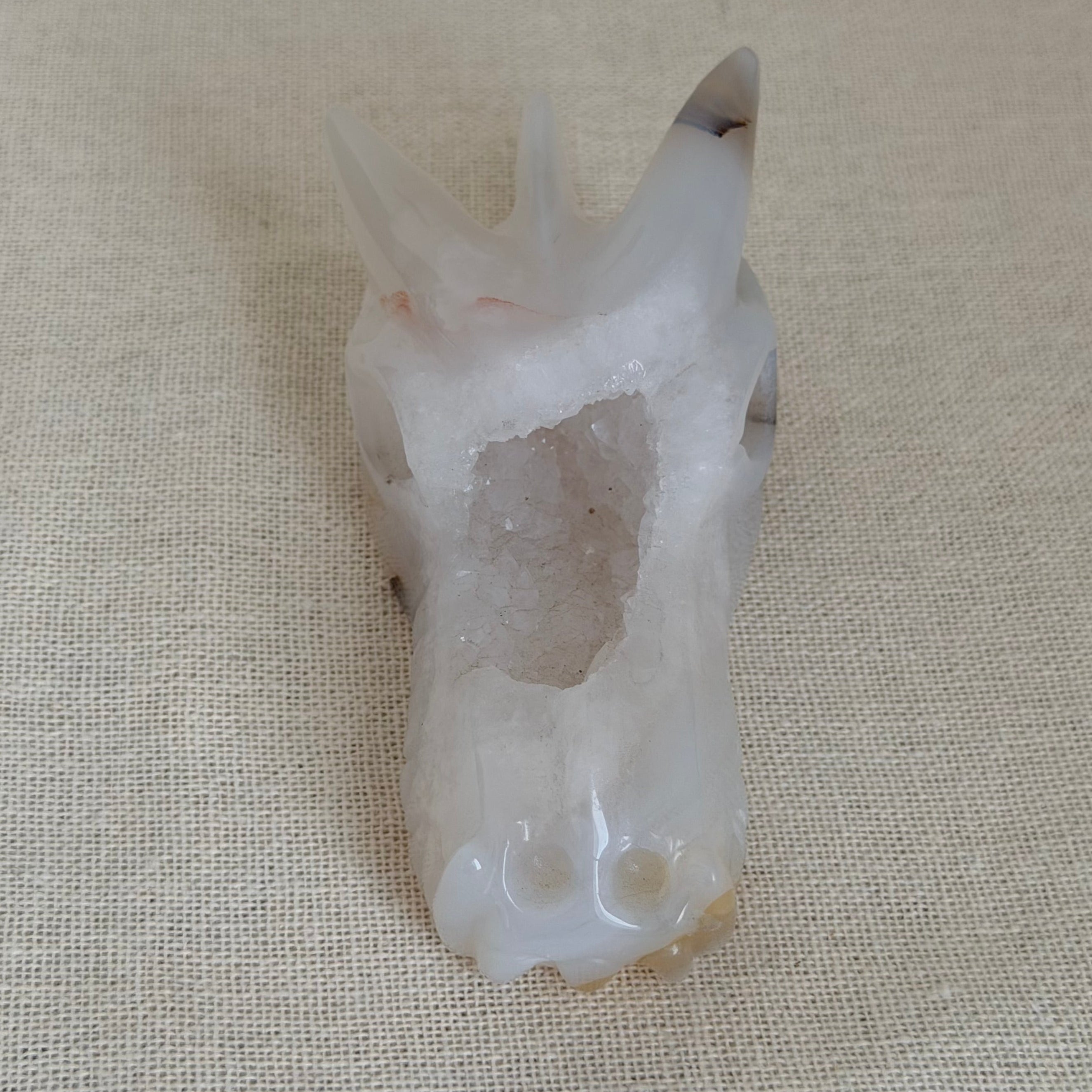 Witte Agaat Drakenkop met Bloemachtige Insluitsels – Uniek exemplaar