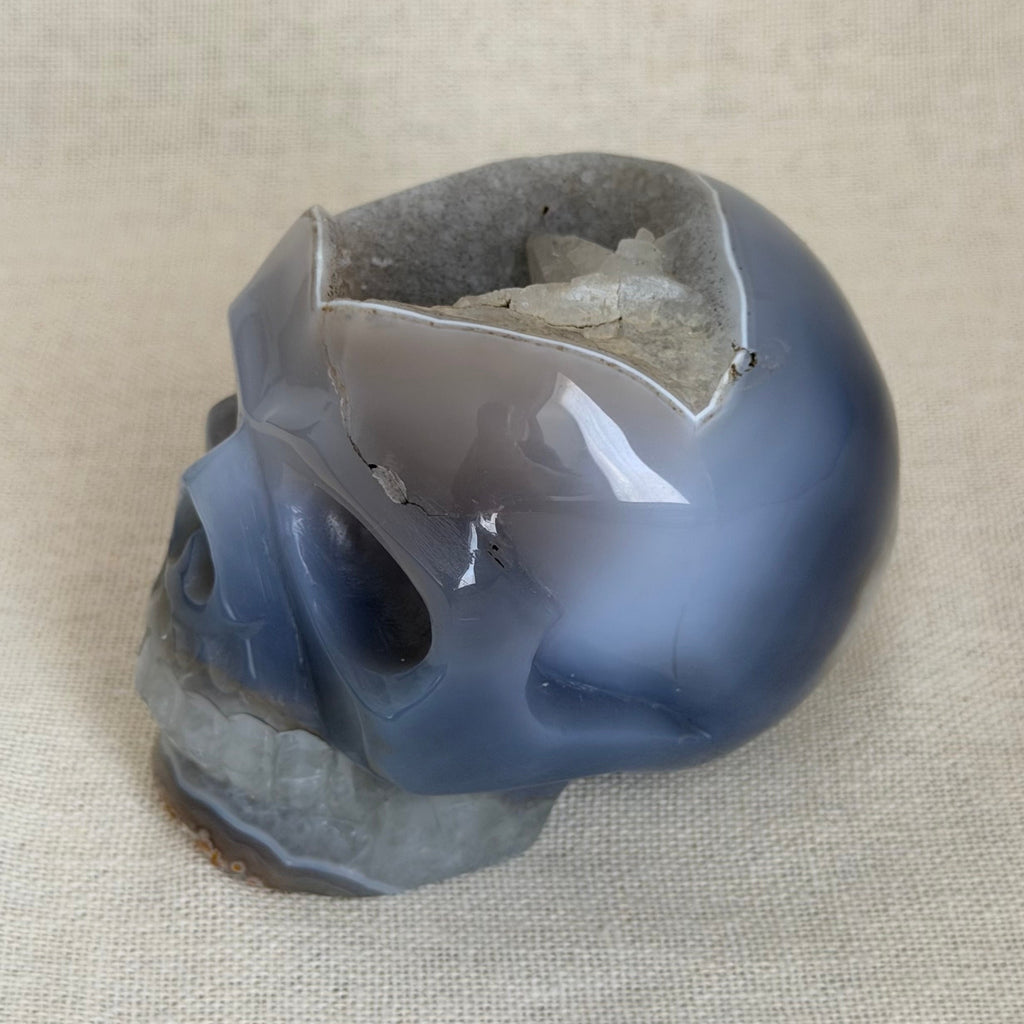 Agaat Schedel met Kwartsgeode – Uniek exemplaar