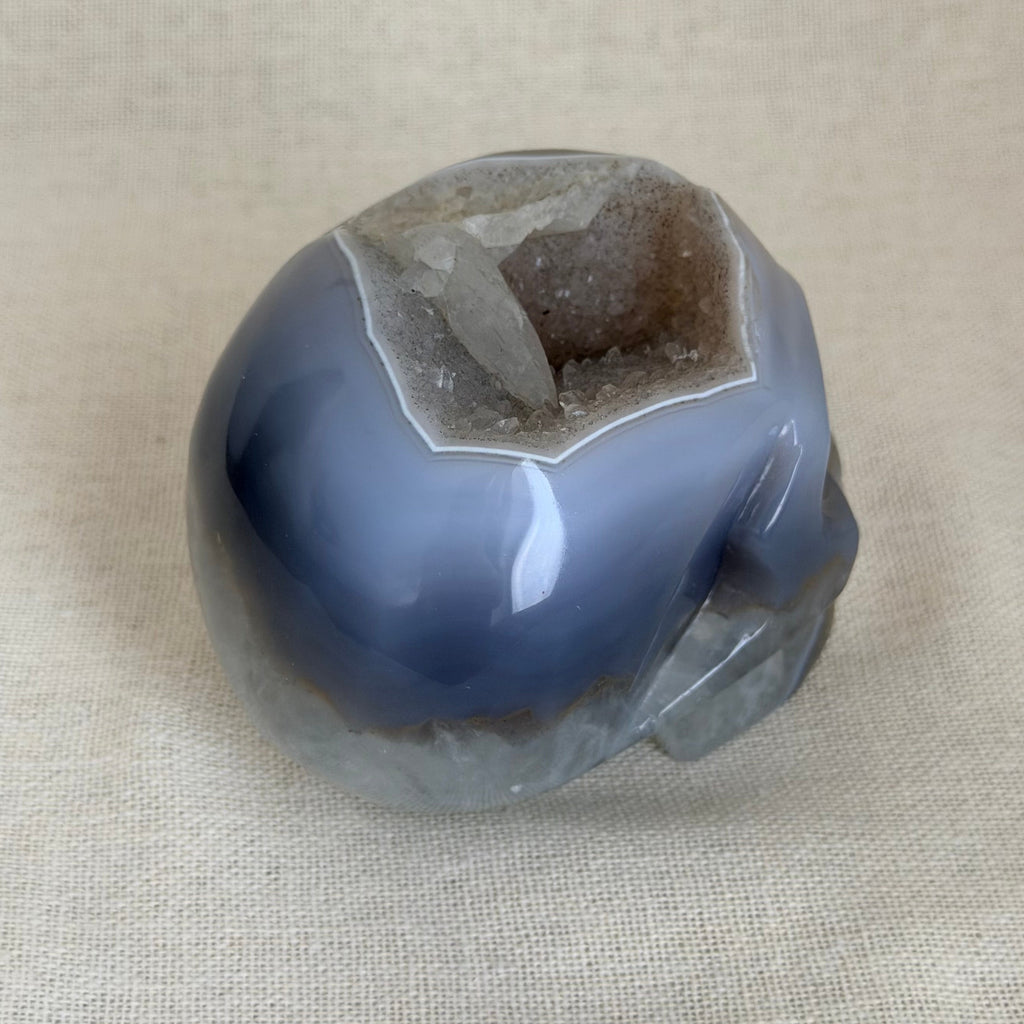 Agaat Schedel met Kwartsgeode – Uniek exemplaar
