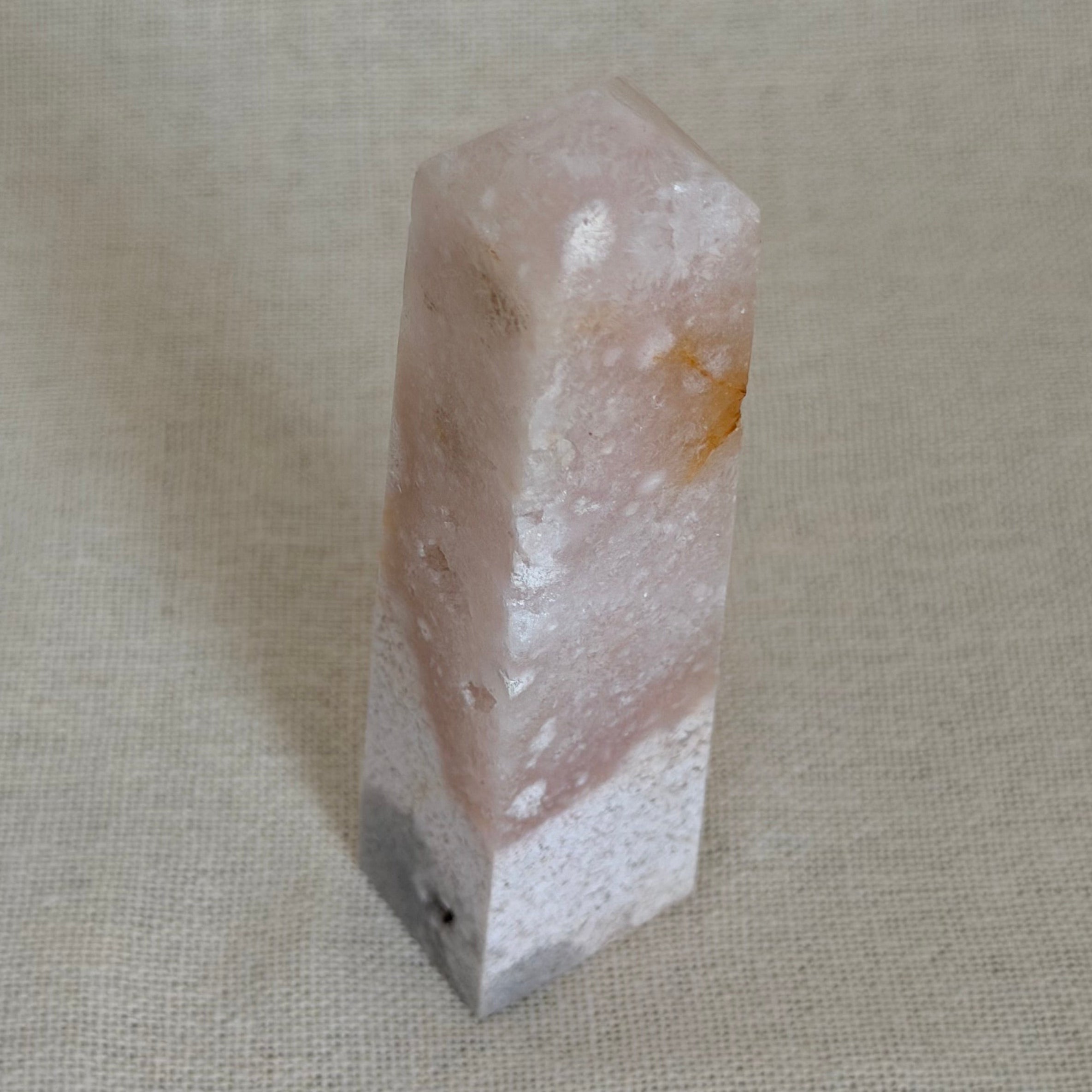 Roze Amethist met Bloemagaat Punt – Uniek exemplaar